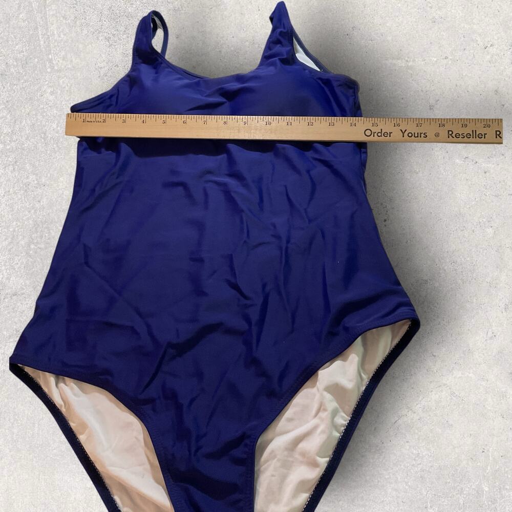 Womens Size Large Navy Blue One Piece Swimsuit Scoop Neck Swimwear - Picture 5 of 7